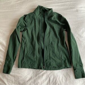 Pact Forest Green Zip Up Sweater S Hoodless Collar Organic Cotton Side Pockets